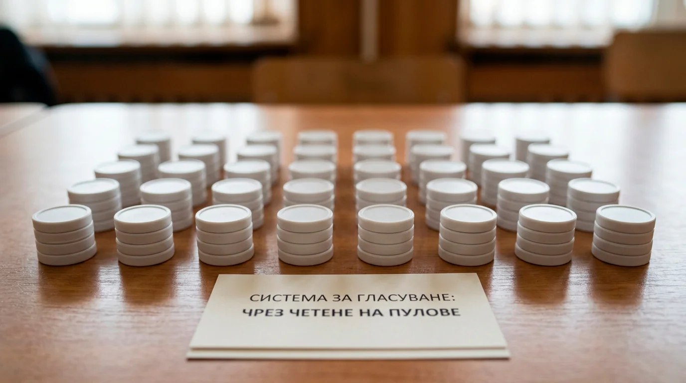 Прости еднакви жетони, подредени на групи върху чиста маса