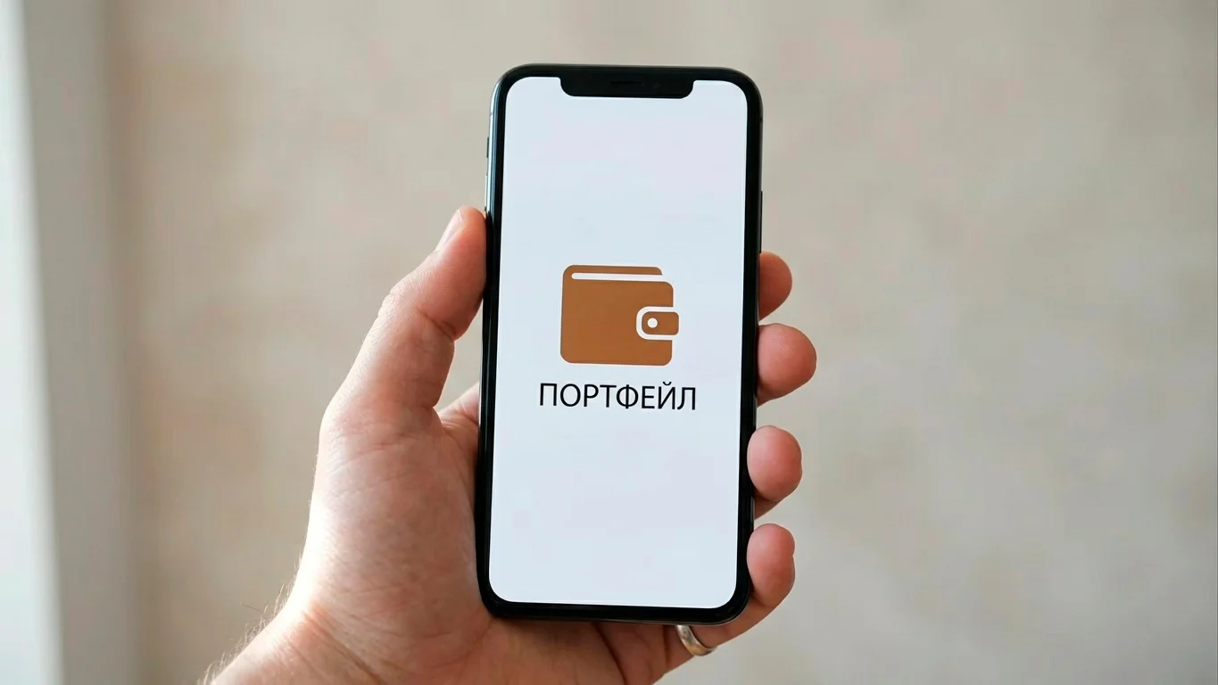 Смартфон с проста икона на електронен портфейл