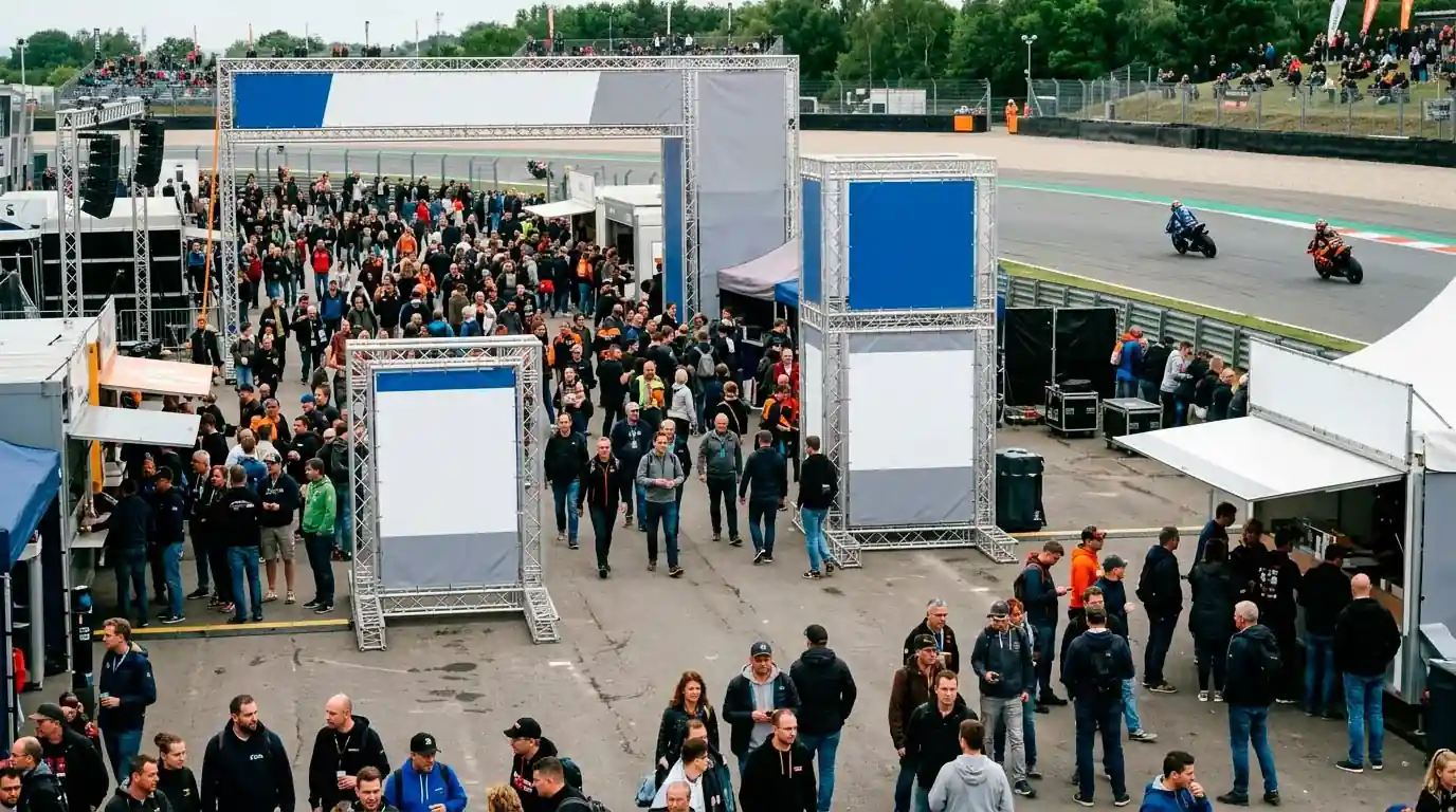Търговска зона на MotoGP събитие с публика