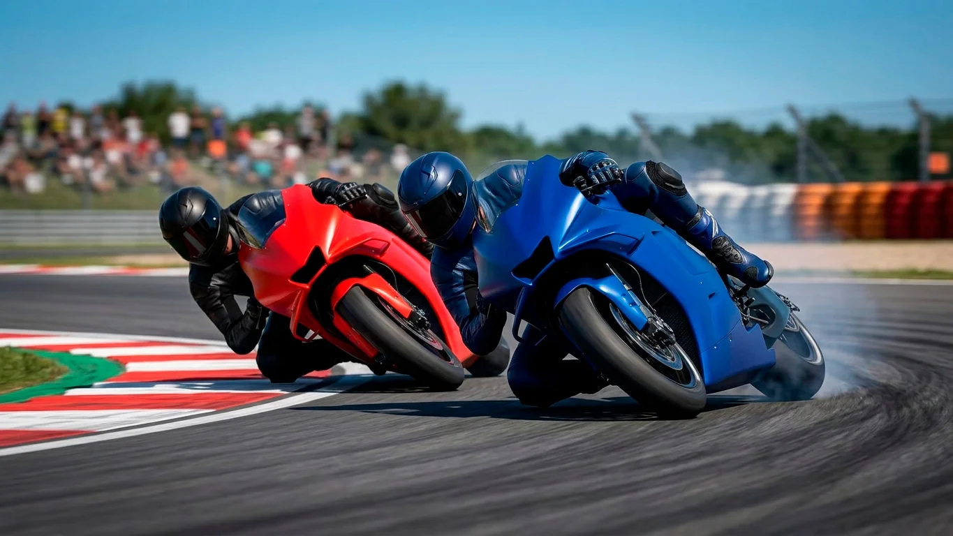 Двама ездачи на MotoGP се борят плътно за позиция