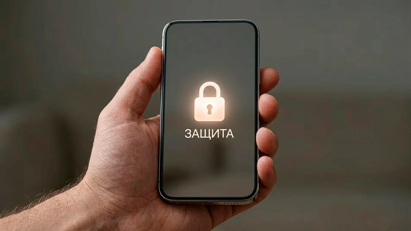 Смартфон със заключен екран символизира сигурно приложение