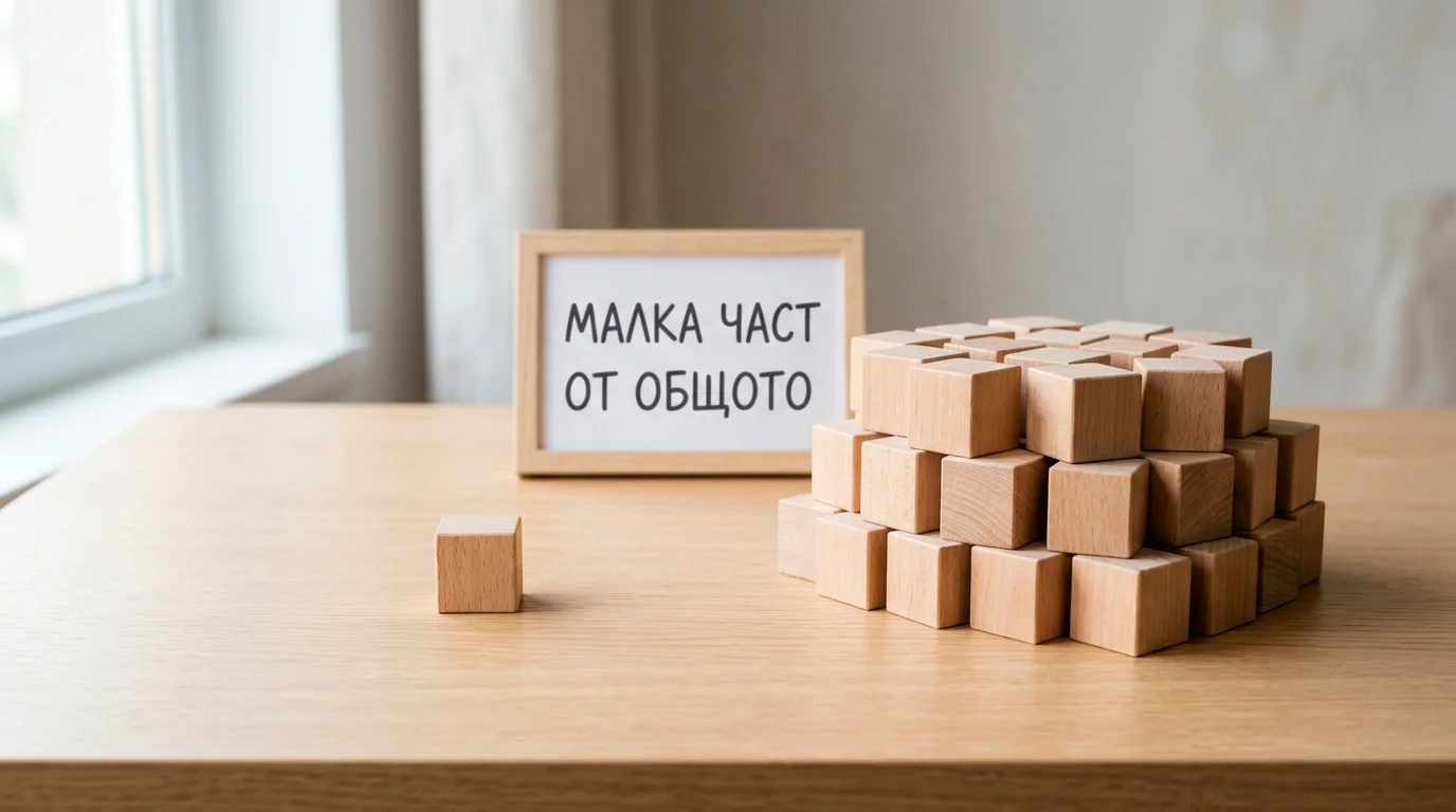 Малък блок до по-голяма група представя дял от банката